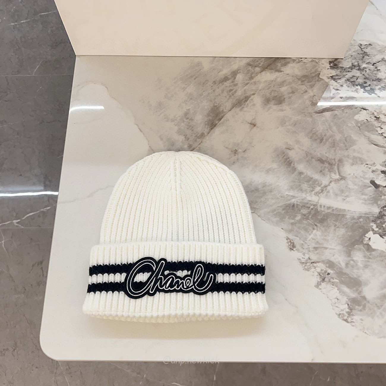 Chanel Knitted Cold Hat White Black Gray Brown (10) - newkick.cc